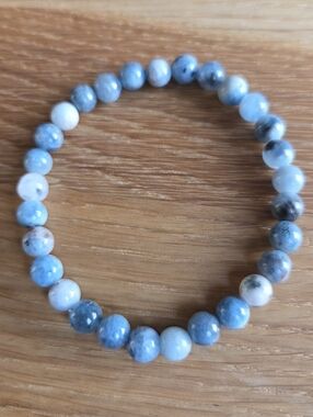 Devil Blue Aquamarine Beaded Stretch Bracelet - Handmade